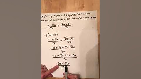 Adding rational expressions with common denominators and binomial numerators