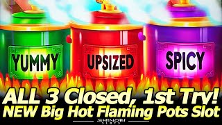 First Bonus - All 3 Pots Closed! NEW Big Hot Flaming Pots Tasty Treasures Slot Machine at Yaamava!