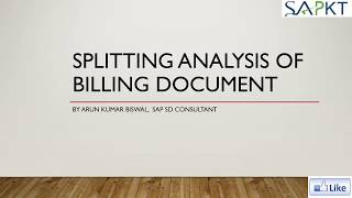 Splitting analysis of Billing Document in SAP SD