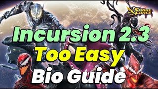INCURSION 2.3 BIO RAID GUIDE: HOW TO BEAT EVERY NODE SOLO | HIVE-MIND | MARVEL Strike Force - MSF