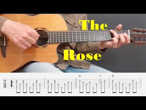 The Rose - Bette Midler - Easy Fingerstyle guitar with tabs