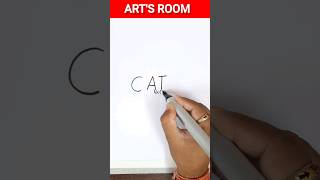 How to draw a cat using word cat #shorts #artsroom #easydrawing