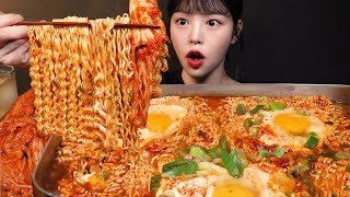 SUB)맵칼한 열라면 진라면 먹방! 해장엔 매운라면🔥🔥 김장김치에 라밥까지 꿀조합 리얼사운드 Spicy Ramyeon &amp; Kimchi Mukbang Asmr