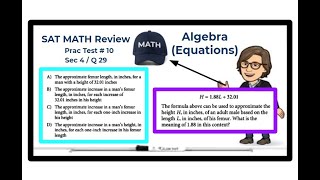 SAT Math Review - Practice Test #10 - Section 4 - Question 29 / Algebra (Equations)