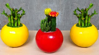 Making beautiful small flower pots from cement at home