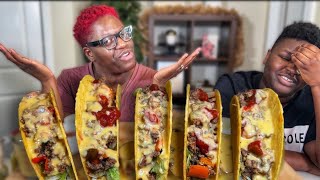 MY SON WANTS TO TAKE ME TO HIS HOMECOMING!..| CHEESY CRUNCHY TACOS| MUKBANG EATING SHOW!