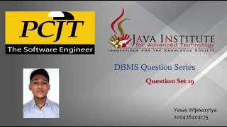 Data Base Task 19 | 1st Year | Java Institute For Advanced Technology