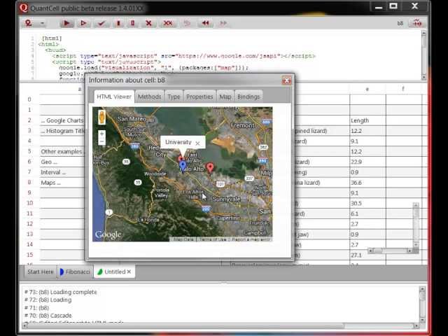 Using JavaScript, HTML, and Google Charts in QuantCell