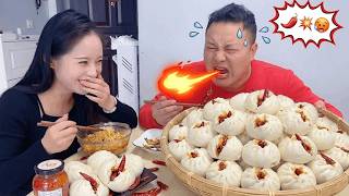 Celebrated too soon after escaping the wasabi. My backup plan? Chili buns. Double the trouble.