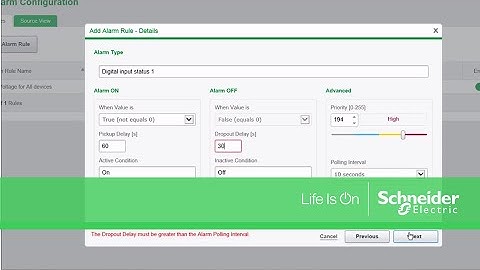 Configuring Delayed Digital I/O Alarms in Power Monitoring Expert | Schneider Electric Support