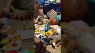 Baby Kaydyn Emptying Out A Toy Box