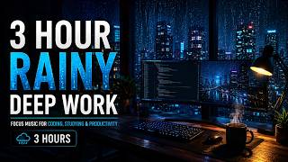 3 Hour Rainy Deep Work Session Vol. 2 | Ambient Focus Music for Coding, Studying & Productivity