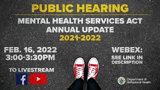 Mental Health Services Act - Annual Update - Public Hearing