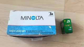 Wow! Unboxing Minolta Vectis 100 BF APS film compact camera with nexia fim test