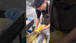Fresh Steamed Corn Cutting Skill - Fruits Cutting Skill