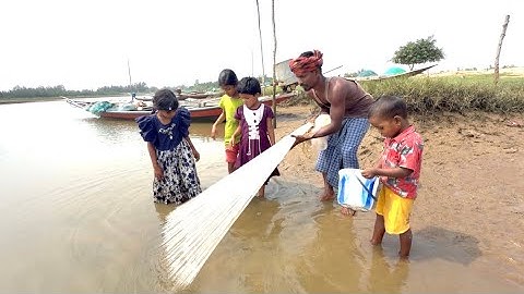 Fishing Net Video - Traditional Net Fishing Village in River With Beautiful Natural