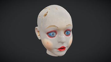 🩰 Broken Doll Head – Low Poly PBR 3D Model