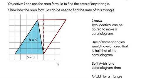 Formula for the Area of a Triangle Grade 6 Unit 1 Lesson 9