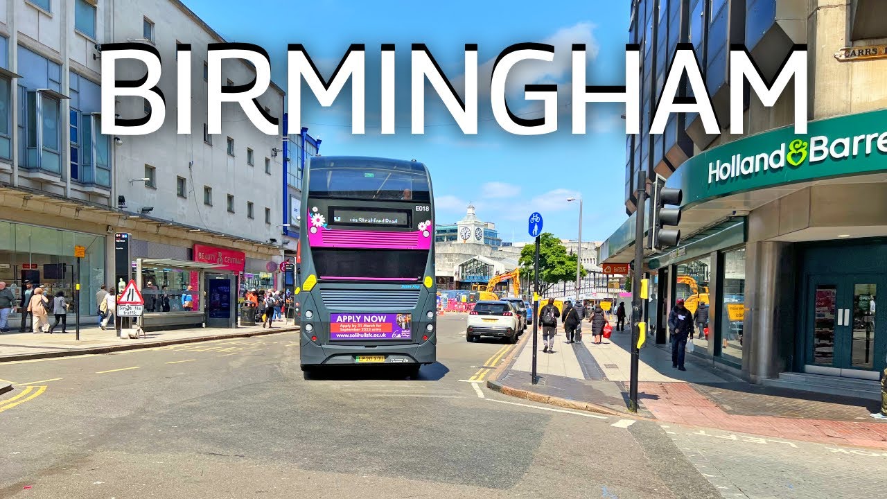 Birmingham Walking Tour, England UK: An evening walk around the city centre - 4K