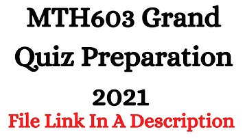 MTH603 Grand Quiz Preparation 2021