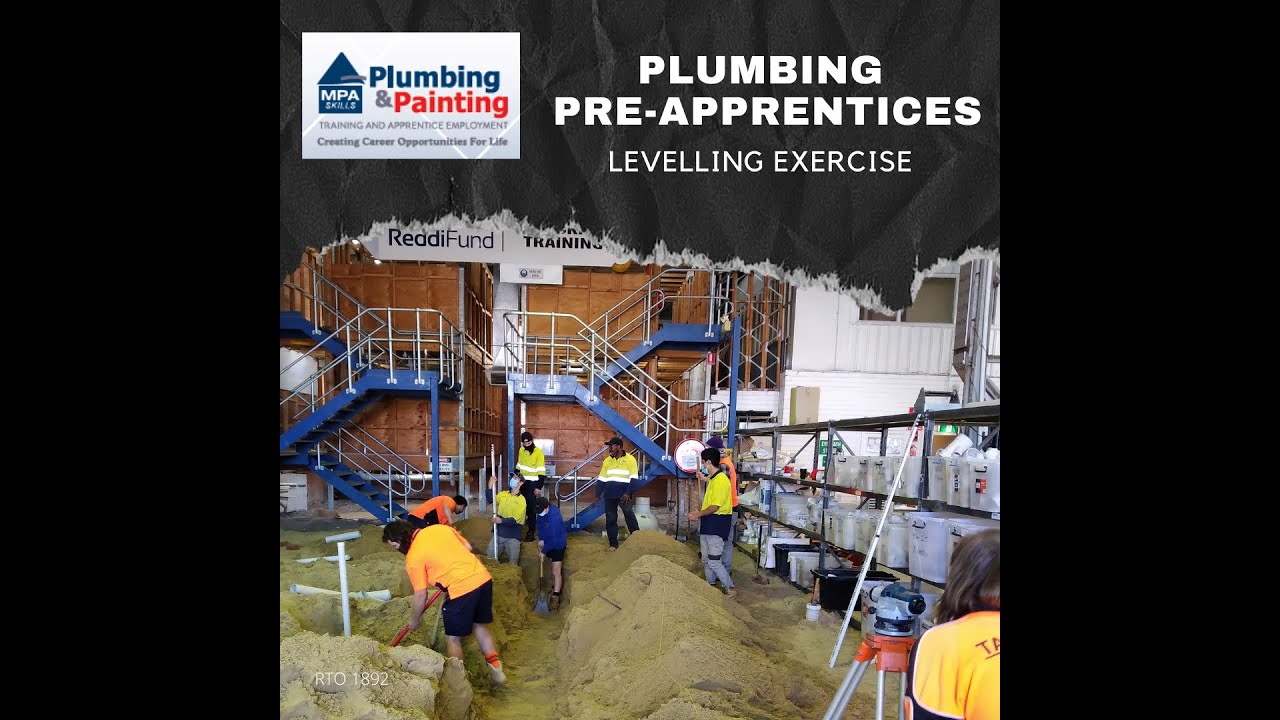 NextGen Skills Plumbing Pre-apprentices at work doing a levelling exercise.