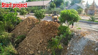 Getting Started New Project, Processing Filling Up The Land, Bulldozer Komatsu D31P, Dump Truck