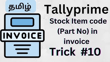 How to create stock item code (Part No) in tally Tamil