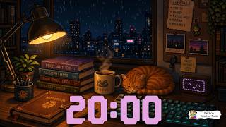 20 Minute Cozy Pixel Art Rain Timer with Rain Sounds 🌧️🐱 | Classroom & Study Timer