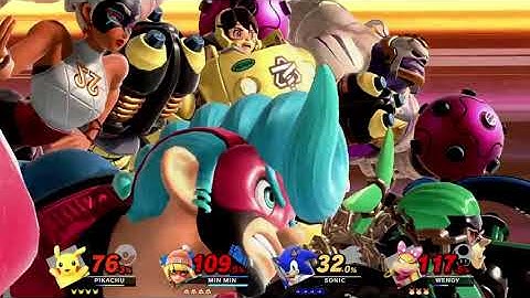 Super Smash Bros. Ultimate (Pikachu Vs. Min Min Vs. Sonic Vs. Wendy)