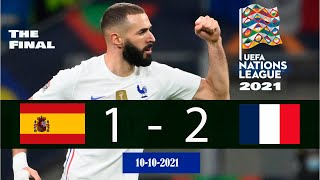 Benzema Stunning Goal | Spain vs France 1-2 | UEFA Nations League Final 2021 (All Goals Highlights)