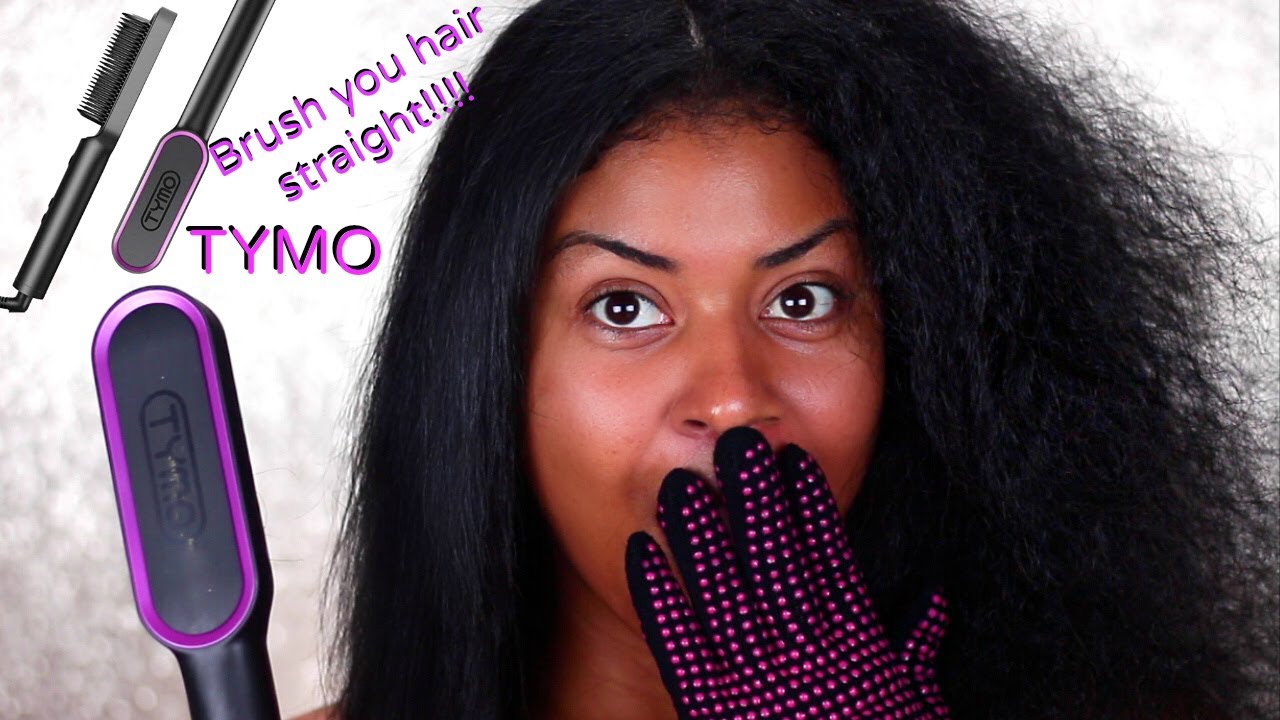 Hair Straightener Comb Matte Black TYMO Hair Straightener Brush  Straightening Comb for Women with 5 Temp