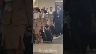 Emirates Flight attendants and Crew at LAX airport Tom Bradley international terminal
