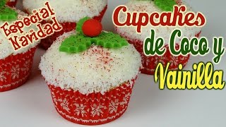 Cupcakes de coco y vainilla para navidad
