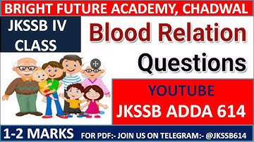 BLOOD RELATION - PART 1|| JKSSB CLASS IV Exam ||  BSF, CISF, CHSL, CPO, ARMY,JKPOLICE, CHSL, JKBANK