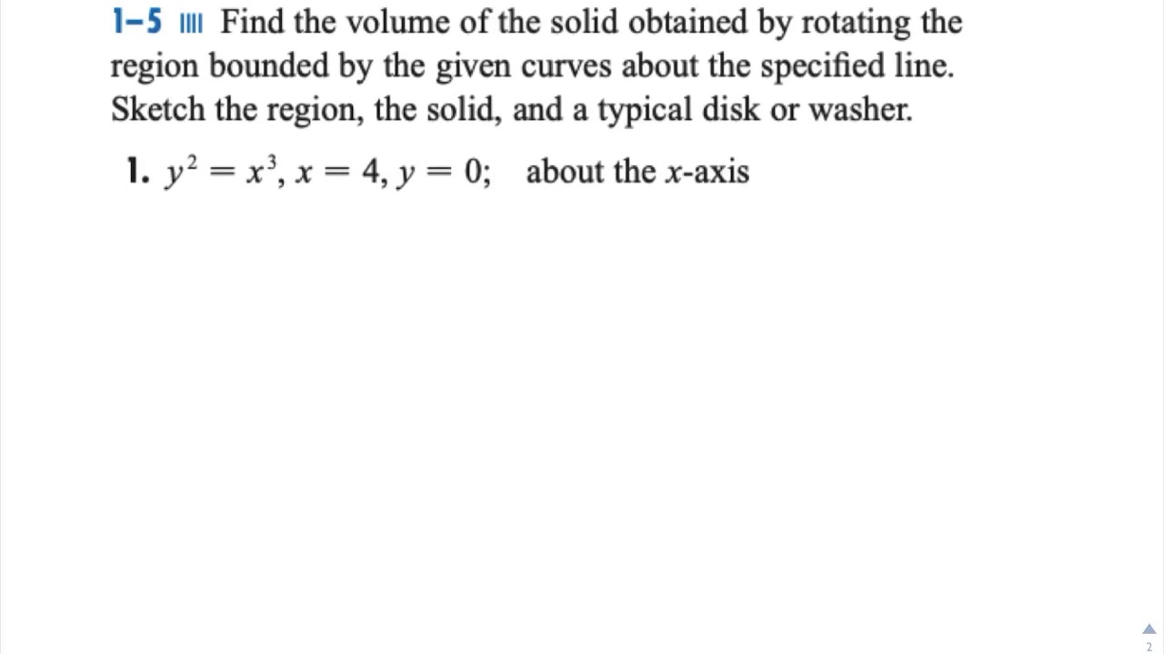 5.2 practice examples Calculus (Volume disk and washer method) YouTube