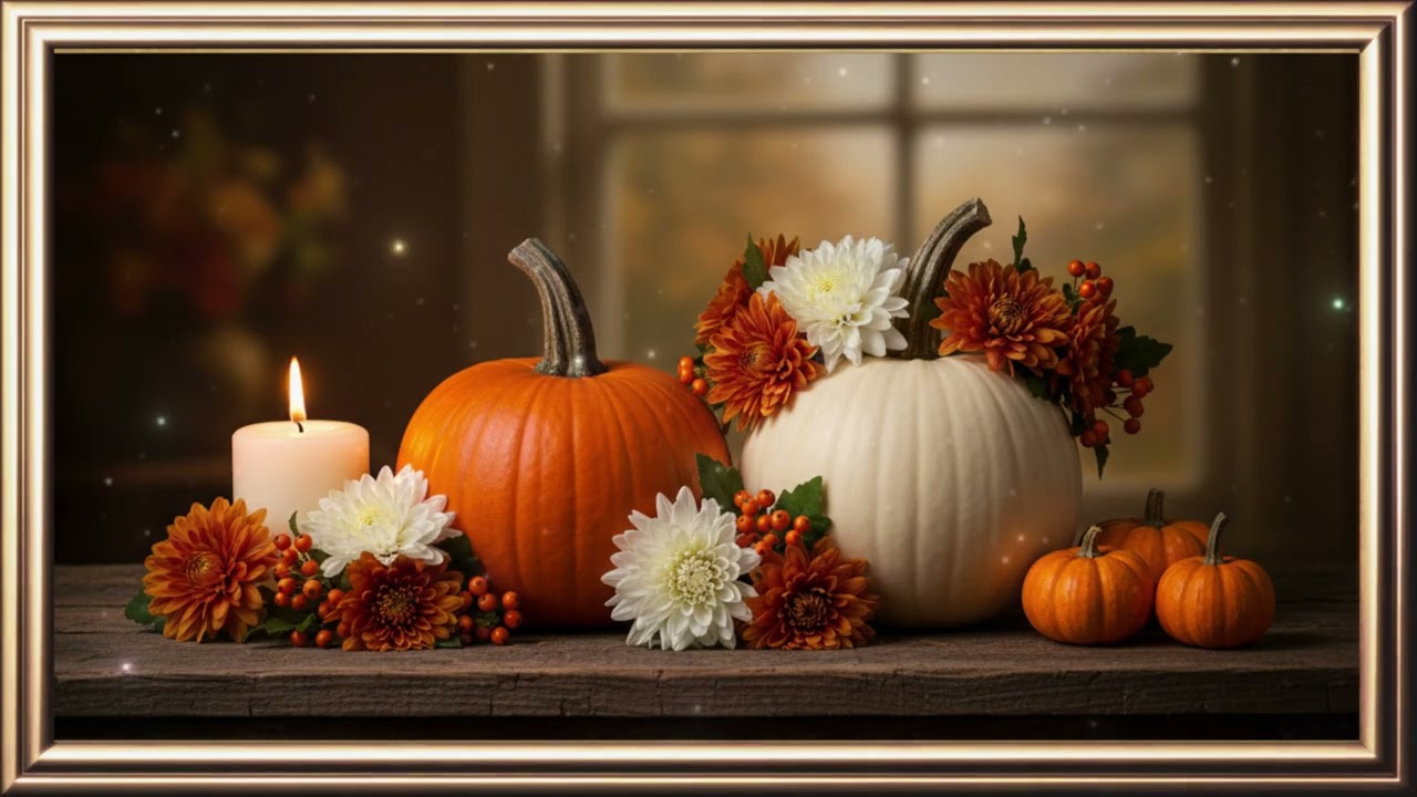 Pumpkin Elegance 2026 🍁 Gold Frame TV Art