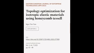 Topology optimization for isotropic elastic materials using honeycomb tessell | RTCL.TV