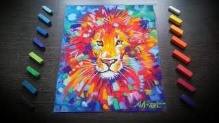 Как нарисовать льва пастелью. Экспрессионизм.