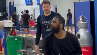Kyrie Irving and Luka Dončić shooting competition before NBA Playoffs