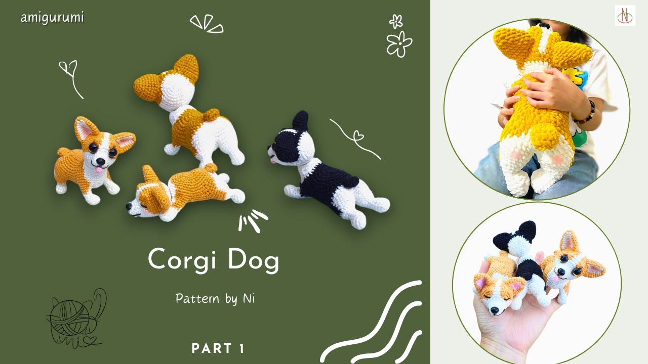 Собака корги крючком | Часть 1 | собака амигуруми | Ni crochet