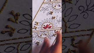 আধুনিক ডিজাইনে ফুলকারি জামার নিচের সেলাই,Hand Embroidery Dress Borderline Design Stitched