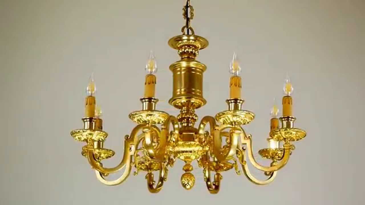 Fusione 5 s8: lampadario in fusione di ottone color oro per ... Lampada barocca foglia oro
