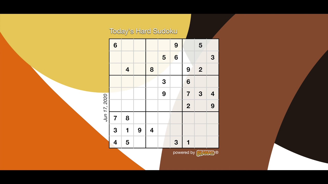 Daily Sudoku Hard Jun 17th 2020 YouTube