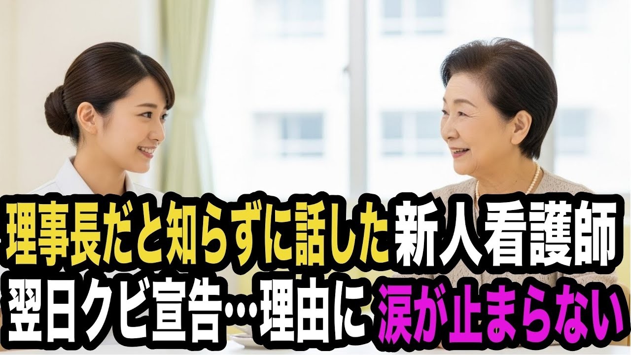 理事長だと知らずに話し相手になった新人看護師。翌日、クビを言い渡されたその理由に涙が止まらない