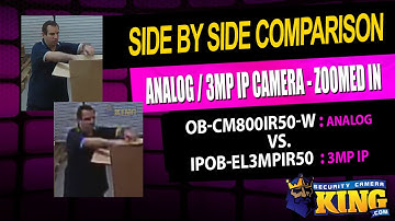 Side by Side Comparison - Digitally ZOOMED IN - 3MP IP Camera vs Analog D1 Resolution Camera