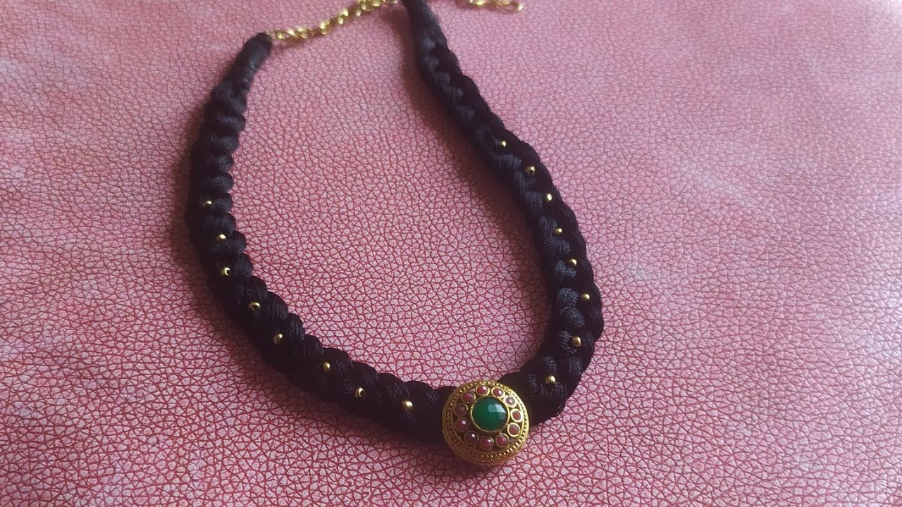 Black thread chain making within 10 mins# thread jewellery#Thread necklace making at home