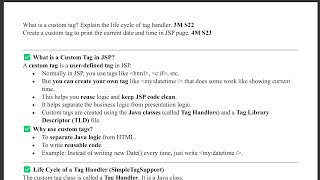 4.7 - Custom Tag in JSP, Life Cycle of a Tag Handler & Code, JSP vs Servlet - AJP