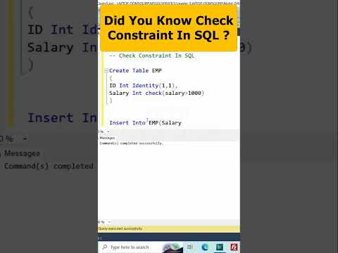 Check Constraints in SQL SERVER | Part 5  #sqlserver #coding