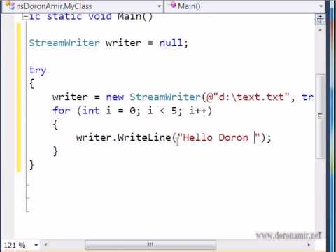 כתיבה לקובץ באמצעות המחלקה StreamWriter