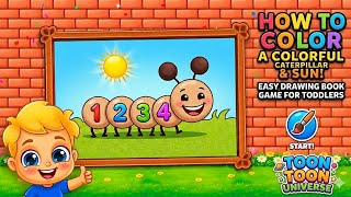 How to Color a Colorful Caterpillar & Sun 🎨 Easy Drawing Book Game for Toddlers screenshot 4